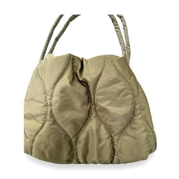 STREET LEVEL Hourglass Quilted Puffy Tote Shoulder Bag | Army Green NWT - Picture 6 of 9